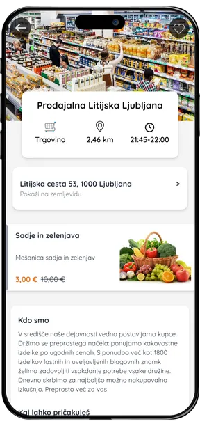 A phone screen showing PriHrani store page